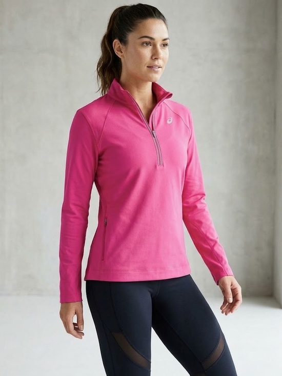 ASICS Tops - Asics Womens Size Large Thermal XP Half Zip Pink Running Long Sleeve WR2186